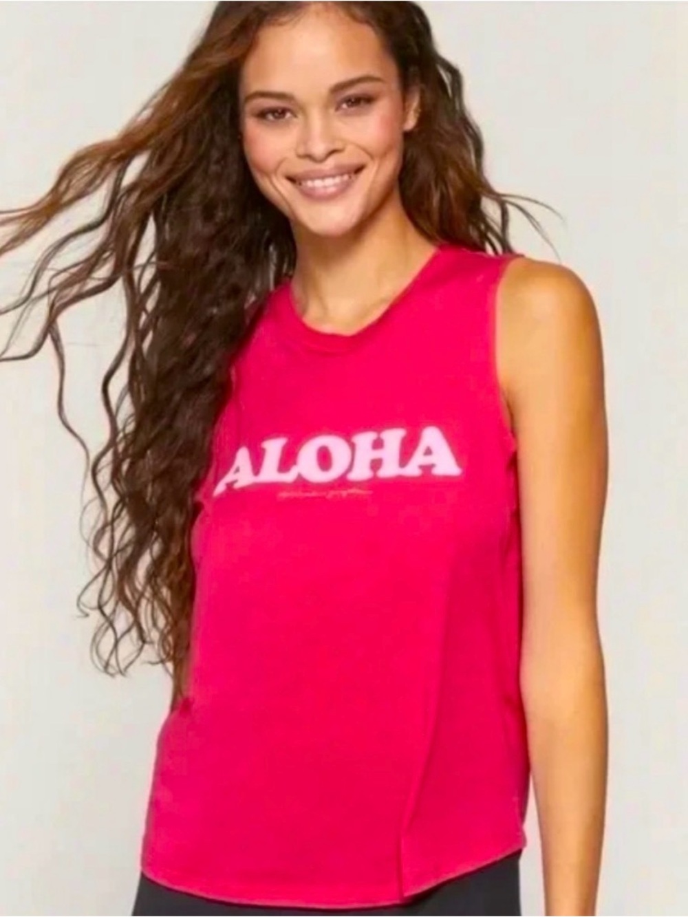 Spiritual Gangster Aloha Tank Top Women’s XS Pink Graphic Muscle Tee Yoga